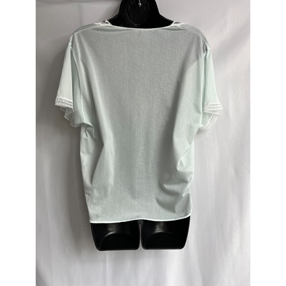 Olga Vintage Nylon Night Shirt Size M Lace Baby Blue Sleepwear Slip Romantic - Picture 6 of 6